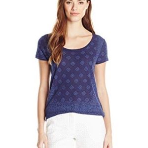 Lucky Brand Blue Aztec Printed Short Sleeve Tee